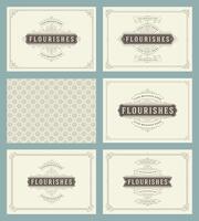 Vintage ornament greeting cards set templates flourish ornate frames and pattern background vector