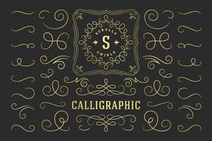 Calligraphic design elements vintage ornaments swirls and scrolls ornate decorations design elements vector