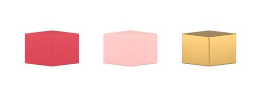 Collection realistic luxury polygonal geometric shapes stage podium squared box 3d template vector