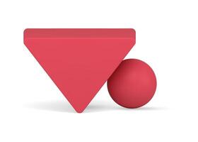 Red inverted triangle with sphere math geometric 3d figure podium design realistic vector