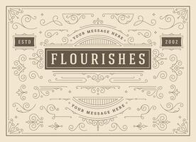 Vintage ornaments swirls and scrolls decorations design elements set, flourish ornate calligraphic combinations vector