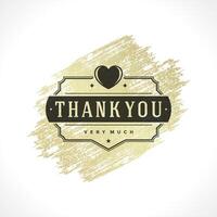 Thank You message text Vintage Greeting Card design template vector