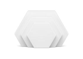 White hexagonal level vertical wall geometric angled figure 3d element design realistic vector