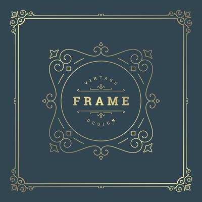 Vintage flourishes ornament swirls lines frame template illustration victorian ornate border for greeting cards