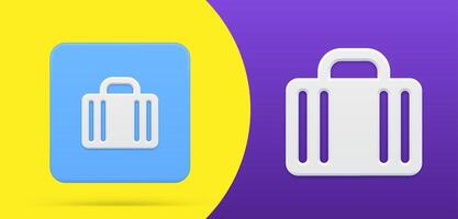 Suitcase baggage simple 3d icon button set illustration. Luggage or briefcase with handle vector