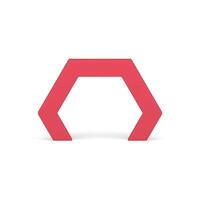 Red polygonal arch gate abstract construction entrance 3d angled archway realistic vector
