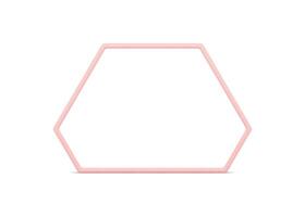 Hexagonal geometric form pink glossy border 3d decor element front view realistic vector