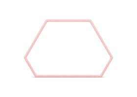 Hexagonal geometric form pink glossy border 3d decor element front view realistic vector