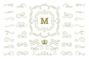 Calligraphic design elements vintage ornaments swirls and scrolls ornate decorations design elements. vector