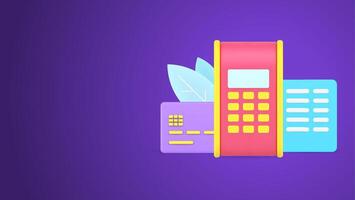 POS terminal for ecommerce online contactless epayment with credit card and paper agreement document vector