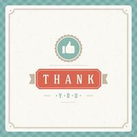 Thank You message text Vintage Greeting Card design template vector