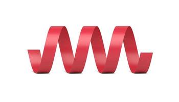 Luxury red metallic horizontal twisted glossy strip confetti for festive decor 3d template vector