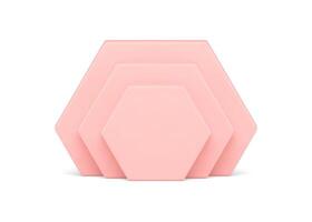 Pink hexagonal vertical wall level geometric honeycomb minimalist 3d element realistic vector