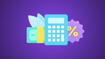 Counting percentage of regular mortgage payment with calculator and stack of cash currency dollar vector