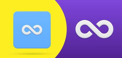 Horizontal infinity simple 3d icon button illustration. Dynamic eternity, infinite, endless vector