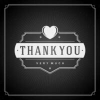 Thank You message text Vintage Greeting Card design template vector