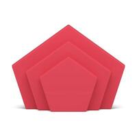 Red pentagonal multilayer vertical wall geometric base foundation display front view vector