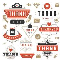 Thank You Labels and Badges typography design elements set vector