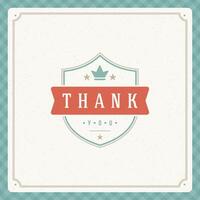 Thank You Typography Message Vintage Greeting Card design template vector