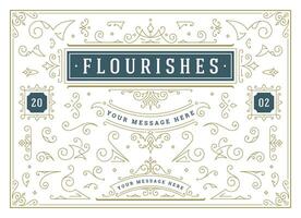 Vintage ornaments swirls and scrolls decorations design elements set, flourish ornate calligraphic combinations vector