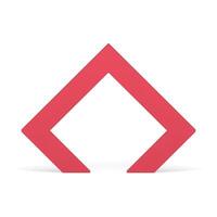 Polygonal red arch triangle corner entrance 3d element for expo presentation design realistic vector