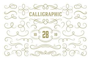 Calligraphic design elements vintage ornaments swirls and scrolls ornate decorations design elements vector