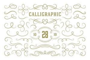 Calligraphic design elements vintage ornaments swirls and scrolls ornate decorations design elements vector