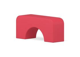 rojo suave rectangular columna 3d arco curvo geométrico forma decorativo diseño realista vector