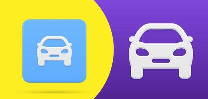 Simple car front view 3d icon button set illustration. Comfortable modern automobile vehicle vector
