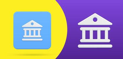 Antique Greek house building with triangle roof columns simple 3d icon button illustration vector