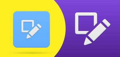Simple paper blank for writing signature with pencil 3d icon button set illustration vector