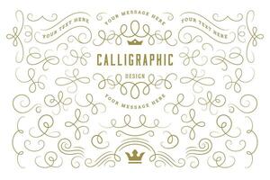 Calligraphic design elements vintage ornaments swirls and scrolls ornate decorations vector