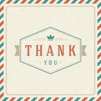 Thank You message text Vintage Greeting Card design template vector
