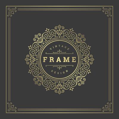 Vintage flourishes ornament swirls lines frame template illustration victorian ornate border for greeting cards