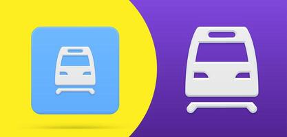 Train simple 3d icon front view button illustration wheel railways passenger transportation vector
