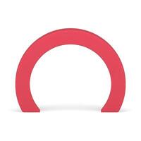 Red rounded archway decorative entrance exit stage presentation 3d element design realistic vector