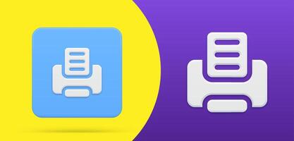 Simple printer 3d icon button set illustration. Emblem modern digital device vector