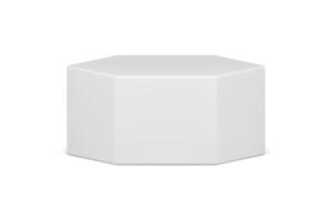 Realistic white hexagon stage geometric exhibition display basic foundation three dimensional vector