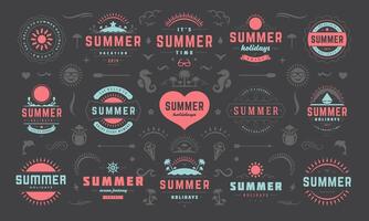 Summer labels and badges design set retro typography for posters, greeting cards and banners. vector