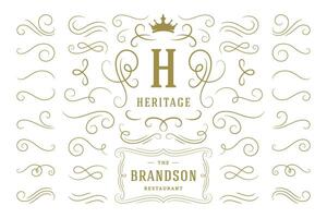 Calligraphic design elements vintage ornaments swirls and scrolls ornate decorations design elements. vector