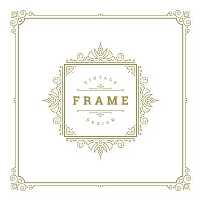 Vintage flourishes ornament swirls lines frame template illustration.