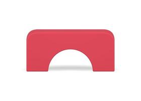 Red construction arch rectangular geometric figure abstract frame smooth angles realistic vector
