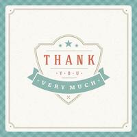 Thank You Typography Message Vintage Greeting Card design template vector