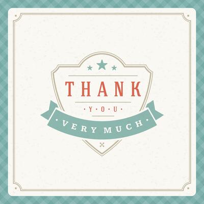 Thank You Typography Message Vintage Greeting Card design template