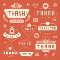 Thank You Labels and Badges typography design elements set vector