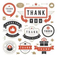 Thank You Labels and Badges typography design elements set vector