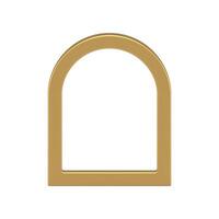 Realistic golden metallic outline frame curved arch front view template construction element vector