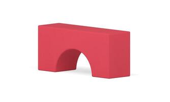 Red arch podium foundation basic rectangular geometric platform realistic illustration vector