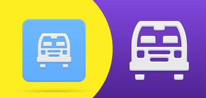 Classic bus front view simple 3d icon button set illustration. Truck wheel modern vehicle vector