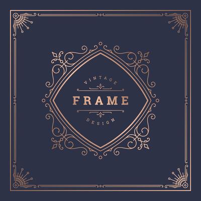 Vintage flourishes ornament swirls lines frame template illustration
